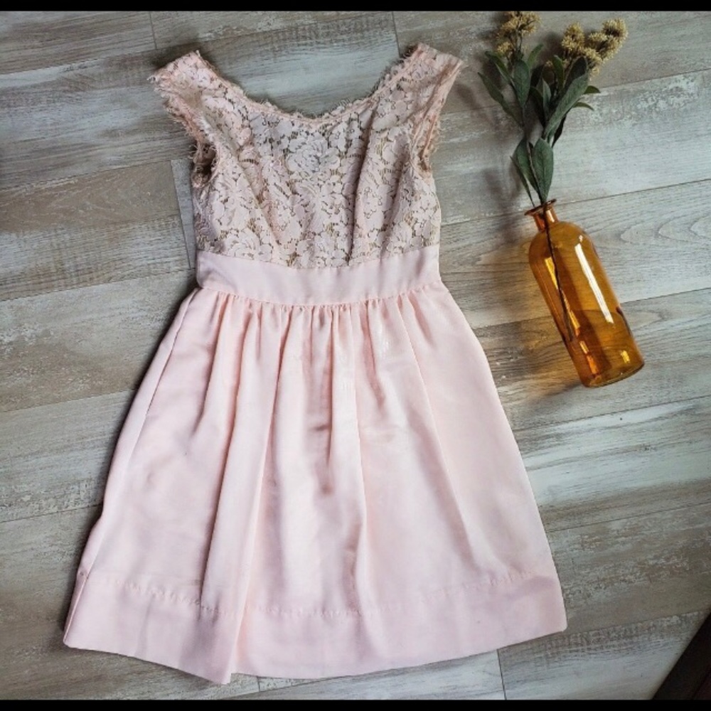Eliza J blush lace dress